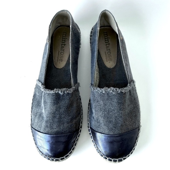 Anthropologie Mint & Rose Amalfi Espadrilles Navy Blue Metallic Cap Toe Size 8 - Picture 4 of 16